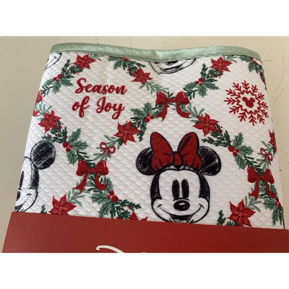 2 Pk Disney Mickey Minnie Dish Drying Mats 16" x 18" Christmas Wreath Holiday - Picture 11 of 16